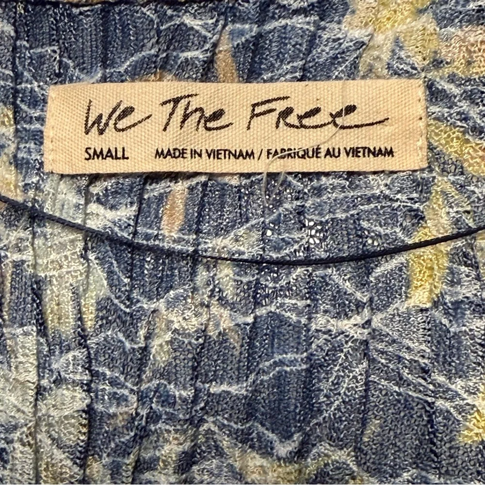 5 for $25!! Free People We the Free Angelina Top Indigo Floral Long Sleeve